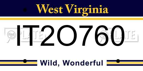 IT2O760 West Virginia License Plate