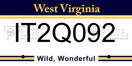 IT2Q092 West Virginia License Plate