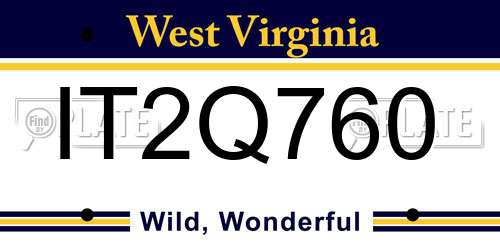 IT2Q760 West Virginia License Plate