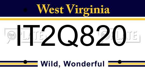 IT2Q820 West Virginia License Plate