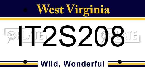 IT2S208 West Virginia License Plate