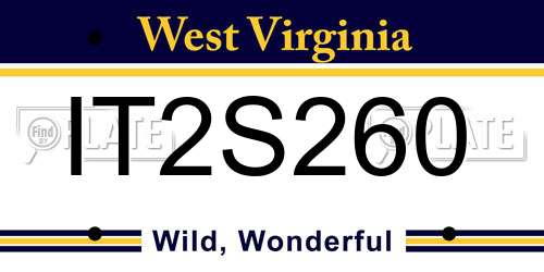 IT2S260 West Virginia License Plate