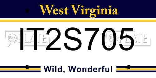 IT2S705 West Virginia License Plate