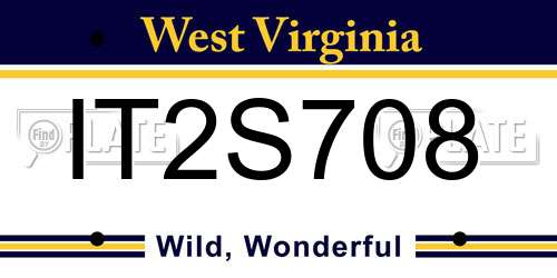 IT2S708 West Virginia License Plate