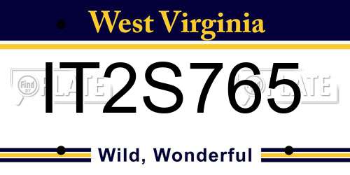 IT2S765 West Virginia License Plate