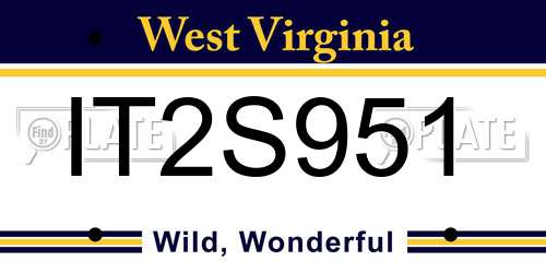 IT2S951 West Virginia License Plate