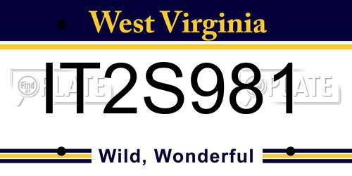 IT2S981 West Virginia License Plate