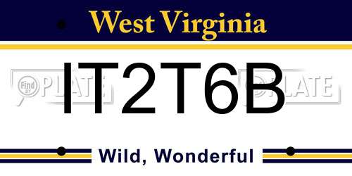 IT2T6B West Virginia License Plate