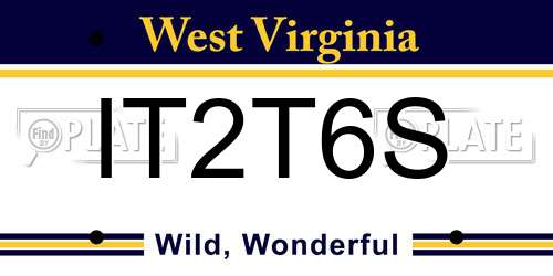IT2T6S West Virginia License Plate