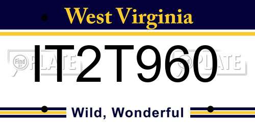 IT2T960 West Virginia License Plate
