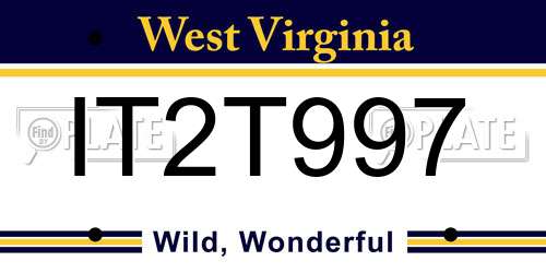 IT2T997 West Virginia License Plate