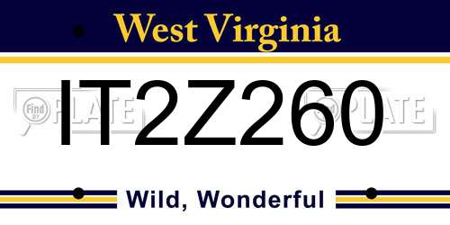 IT2Z260 West Virginia License Plate