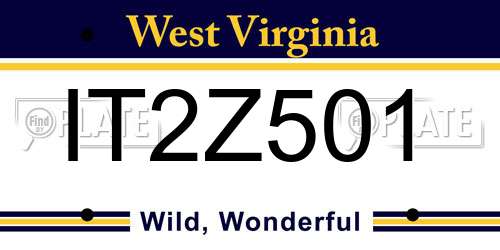 IT2Z501 West Virginia License Plate