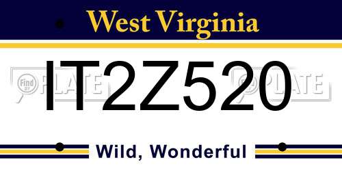 IT2Z520 West Virginia License Plate