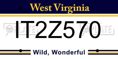 IT2Z570 West Virginia License Plate