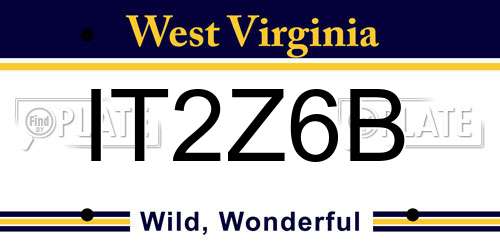 IT2Z6B West Virginia License Plate