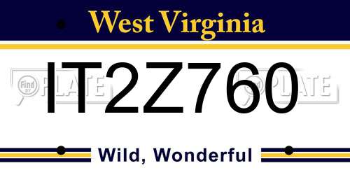 IT2Z760 West Virginia License Plate