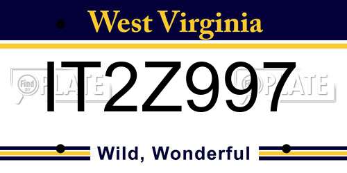 IT2Z997 West Virginia License Plate