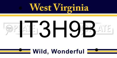 IT3H9B West Virginia License Plate