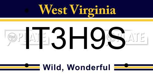 IT3H9S West Virginia License Plate