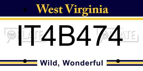 IT4B474 West Virginia License Plate