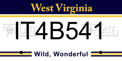 IT4B541 West Virginia License Plate