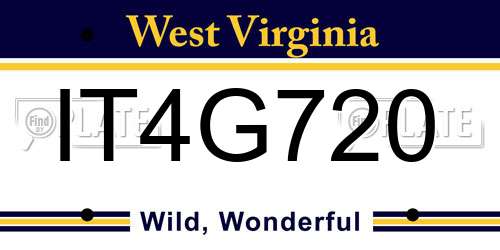 IT4G720 West Virginia License Plate