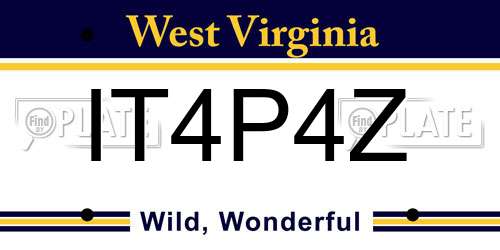 IT4P4Z West Virginia License Plate