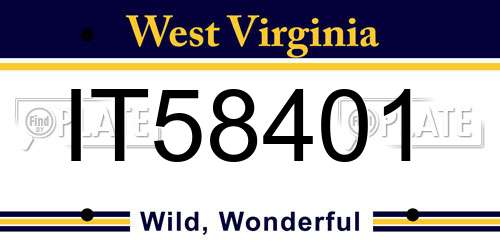 IT58401 West Virginia License Plate