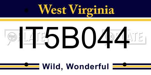 IT5B044 West Virginia License Plate