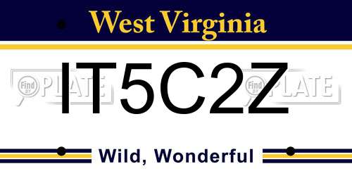 IT5C2Z West Virginia License Plate