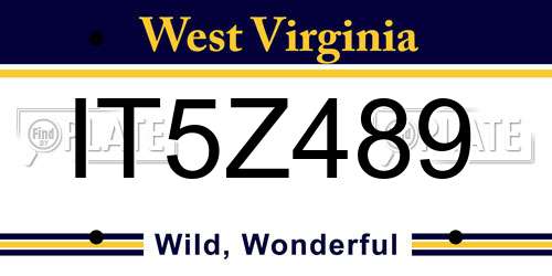 IT5Z489 West Virginia License Plate