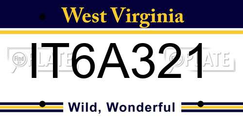 IT6A321 West Virginia License Plate
