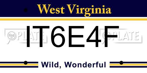 IT6E4F West Virginia License Plate