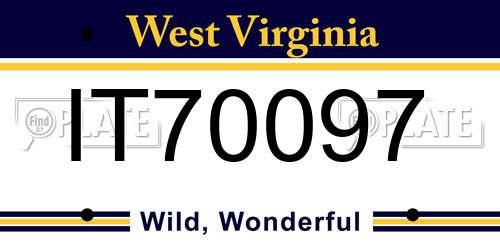 IT70097 West Virginia License Plate