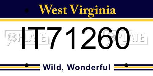IT71260 West Virginia License Plate