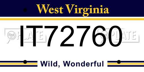 IT72760 West Virginia License Plate