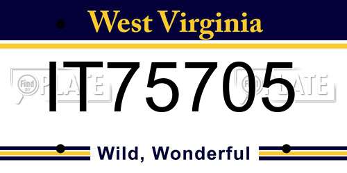 IT75705 West Virginia License Plate