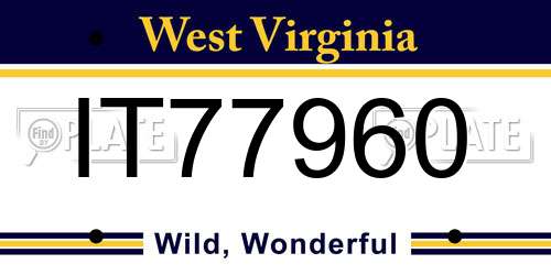IT77960 West Virginia License Plate
