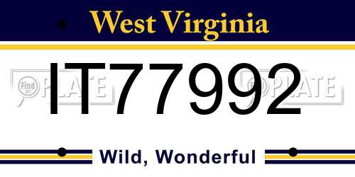 IT77992 West Virginia License Plate