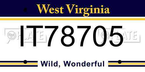 IT78705 West Virginia License Plate