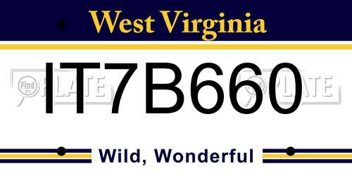 IT7B660 West Virginia License Plate