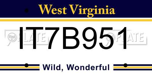 IT7B951 West Virginia License Plate