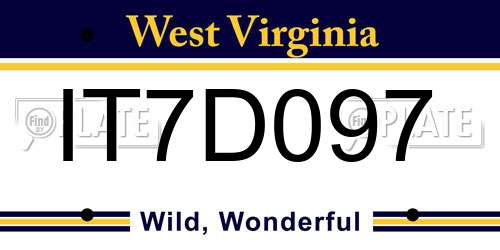 IT7D097 West Virginia License Plate