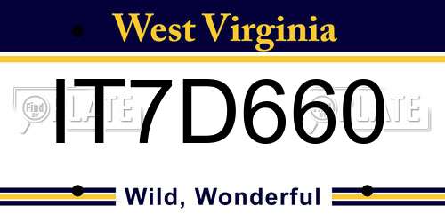 IT7D660 West Virginia License Plate