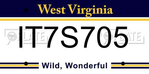 IT7S705 West Virginia License Plate
