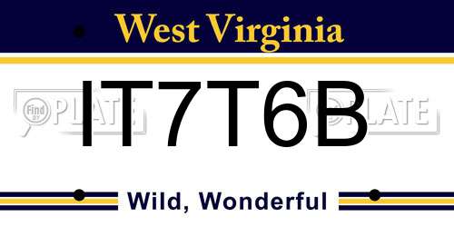 IT7T6B West Virginia License Plate
