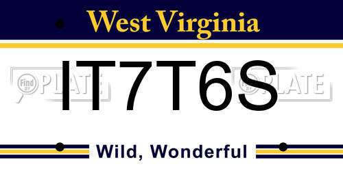 IT7T6S West Virginia License Plate