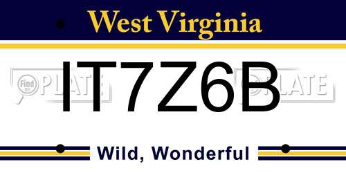 IT7Z6B West Virginia License Plate