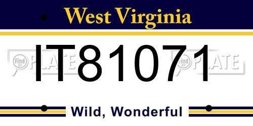 IT81071 West Virginia License Plate
